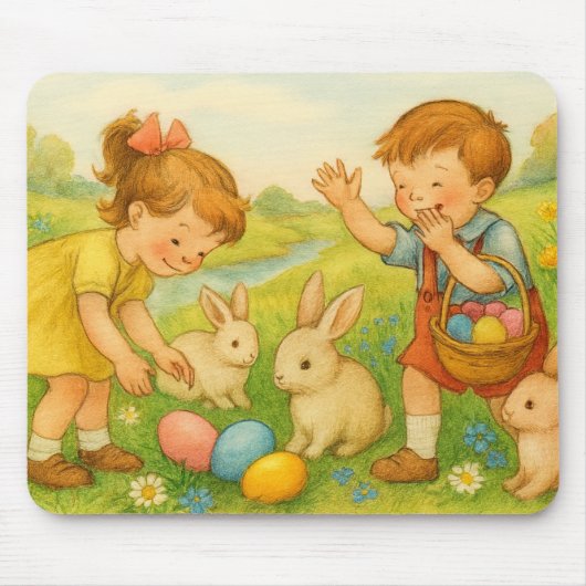 Osterkinder und Hasen-Mauspad Mousepad (Vorne)