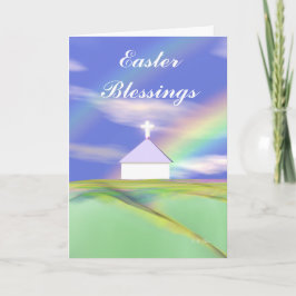 Osterkirche und Regenbogen Feiertagskarte