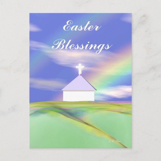 Osterkirche und Regenbogen Feiertagspostkarte (Vorderseite)