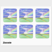 Osterkirche und Regenbogen Quadratischer Aufkleber (Blatt)