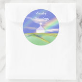 Osterkirche und Regenbogen Runder Aufkleber (Tasche)