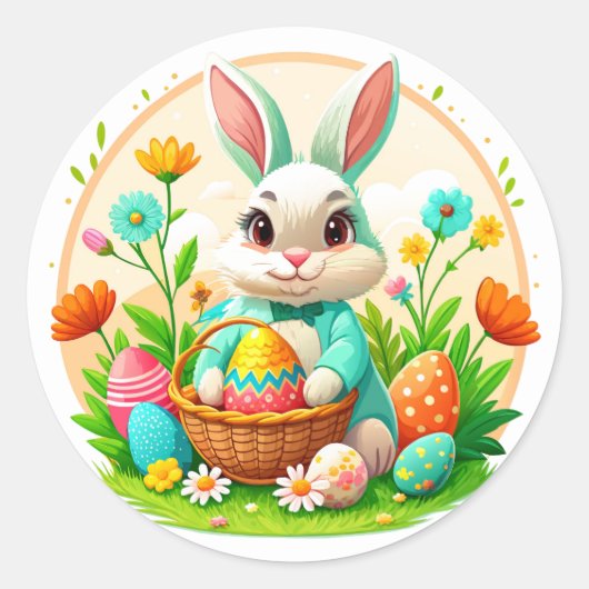 Osterkleber-Bunny Runder Aufkleber (Vorderseite)