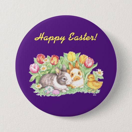 Osterknopf mit Vintage-Hasen Button (Vorderseite)