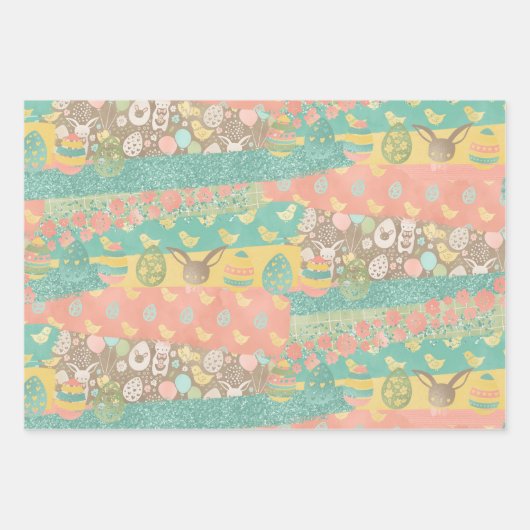 Osterkollektion 3 Giftpackung Bunny Chick Geschenkpapier Set (Vorderseite)