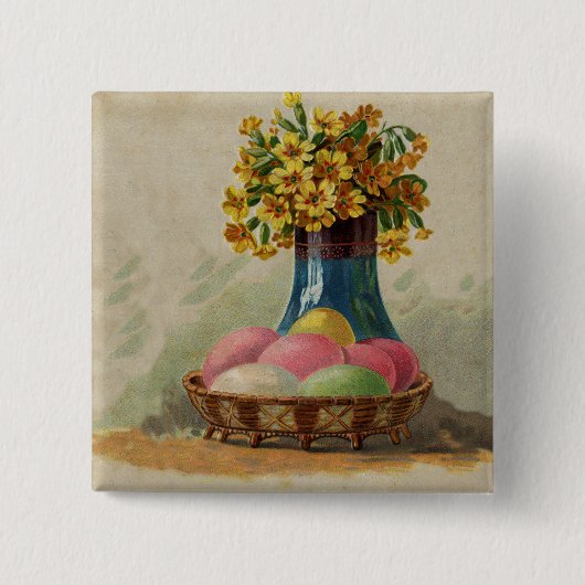 Osterkorb Eier Blumen Antik Button (Vorderseite)