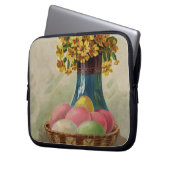 Osterkorb Eier Blumen Antik Laptopschutzhülle (Vorderseite Links)