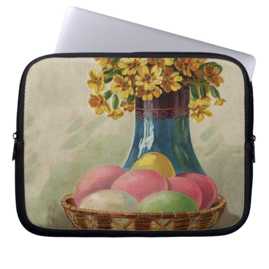 Osterkorb Eier Blumen Antik Laptopschutzhülle (Vorderseite)