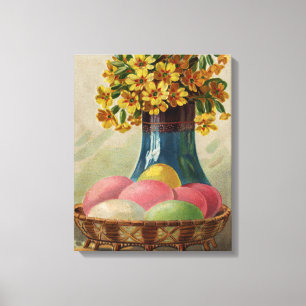 Osterkorb Eier Blumen Antik Leinwanddruck