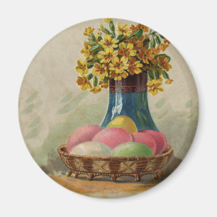Osterkorb Eier Blumen Antik Magnet