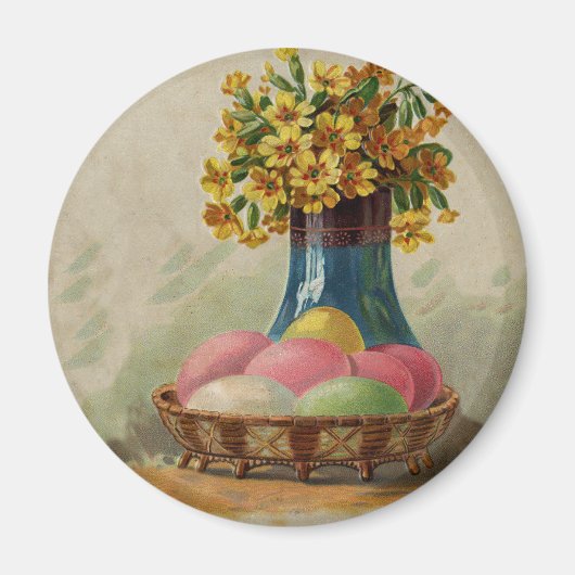 Osterkorb Eier Blumen Antik Magnet (Vorne)