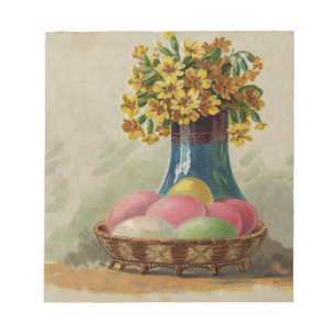Osterkorb Eier Blumen Antik Notizblock