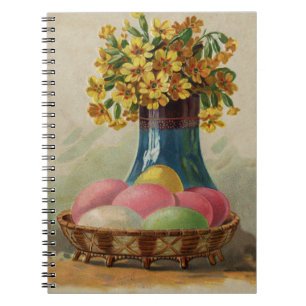 Osterkorb Eier Blumen Antik Notizblock