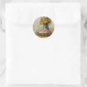Osterkorb Eier Blumen Antik Runder Aufkleber (Tasche)