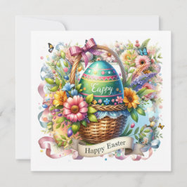 Osterkorb Eier & Frühlingsblumen Feiertagskarte