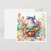 Osterkorb-Eier & Frühlingsblumen Feiertagskarte (Vorne/Hinten)
