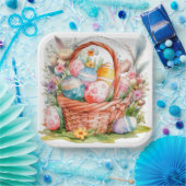 Osterkorb Eier & Frühlingsblumen Pappteller (Party)