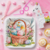Osterkorb Eier & Frühlingsblumen Pappteller (Party)