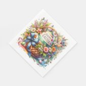 Osterkorb-Eier & Frühlingsblumen Serviette (Ecke)