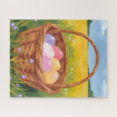 Osterkorb-Eierjagd Pastell Wasserfarbe Puzzle (Horizontal)