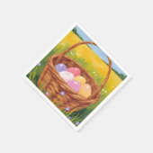Osterkorb-Eierjagd Pastell Wasserfarbe Serviette (Ecke)