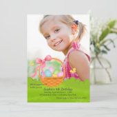 Osterkorb Foto Geburtstagsfeier Einladung (Stehend Vorderseite)