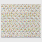 Osterkorb & Frühlingsblumenmuster Geschenkpapier (Flach)