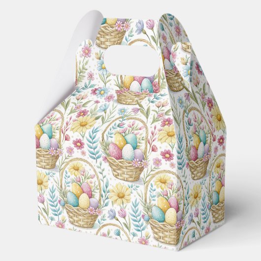 Osterkorb & Frühlingsblumenmuster Geschenkschachtel (Vorderseite)