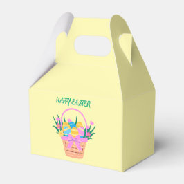 Osterkorb mit Blume und Eiern in Gelb Geschenkschachtel