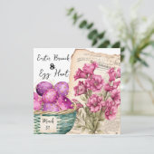 Osterkorb mit Eiern und östlichen Blume Einladung (Stehend Vorderseite)