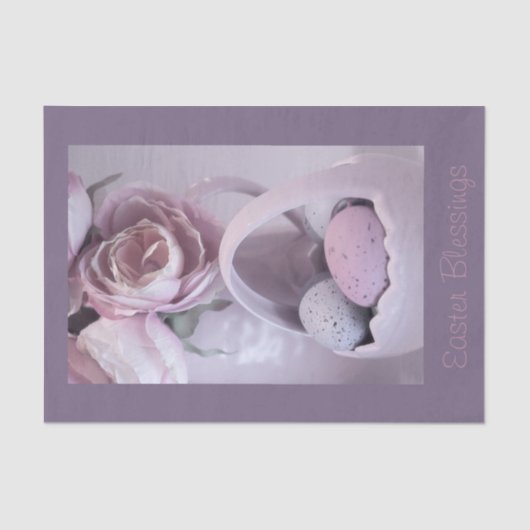 Osterkorb mit Eiern und Rose der Blume Keramik Seidenpapier (Vorderseite)