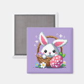 Osterkorb Sonnige 8 Bit Pixel Kunst Magnet (Vorderseite/Rückseite)