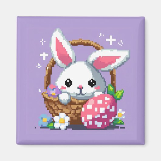 Osterkorb Sonnige 8 Bit Pixel Kunst Magnet (Vorne)