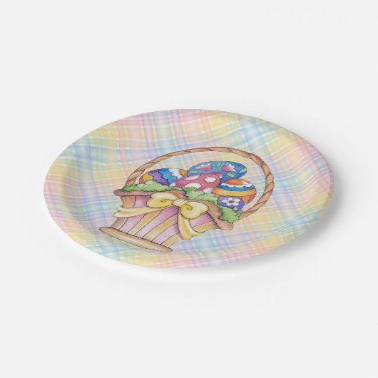 Osterkorb - Teller auf Papier (Schrägansicht)