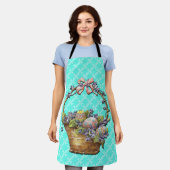Osterkorb Türkis Gestaltete Schürze (Getragen)