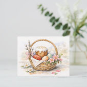 Osterkorb Wasserfarben Postkarte (Stehend Vorderseite)