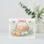 Osterkorb Wasserfarben Postkarte (Stehend Vorderseite)