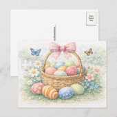 Osterkorb Wasserfarben Postkarte (Vorne/Hinten)