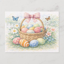 Osterkorb Wasserfarben Postkarte