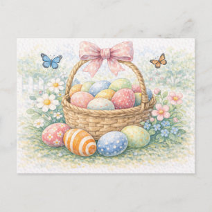 Osterkorb Wasserfarben Postkarte