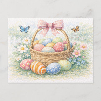 Osterkorb Wasserfarben Postkarte