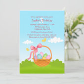 Osterkorb zum Geburtstag Einladung (Stehend Vorderseite)