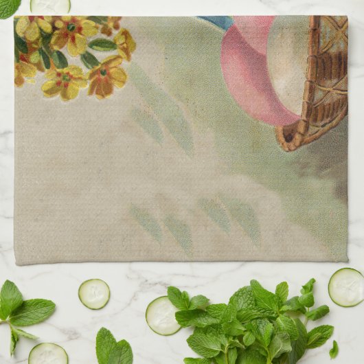 Osterkörbchen Blume Antike Geschirrtuch (Gefaltet)