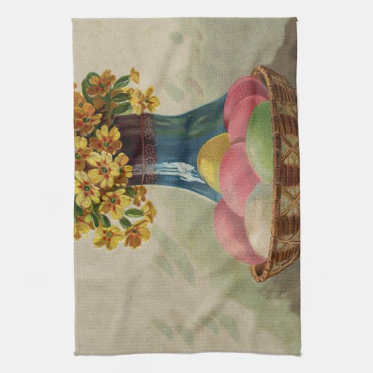 Osterkörbchen Blume Antike Geschirrtuch (Vertikal)