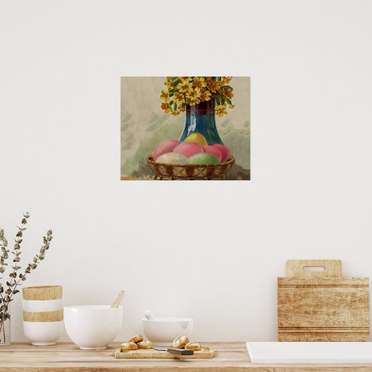 Osterkörbchen Blume Antike Poster (Küche)