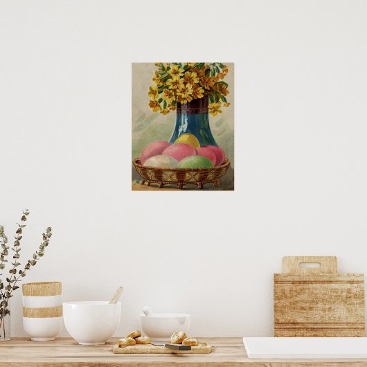 Osterkörbchen Blume Antike Poster (Küche)