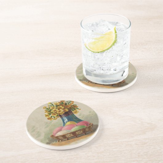 Osterkörbchen Blume Antike Sandstein Untersetzer (Seite)