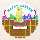 Osterkörbchen Gelbes Kicheneier Untersetzer (Vorderseite)