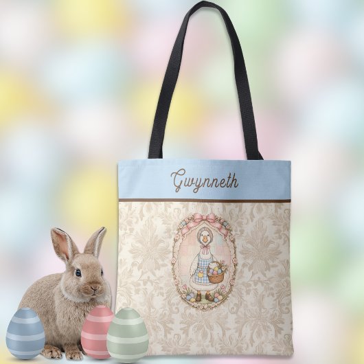 Osterkörbchen Pastell Vintage Gans Monogramm Tasche