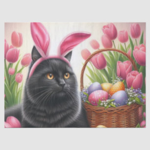 Osterkörbe Anstrichene Eier Schwarze Katze Seidenpapier