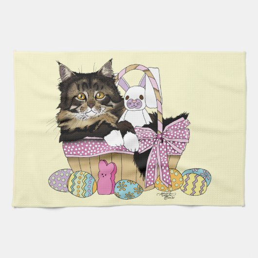 Osterkörbe Tabby Kitten Geschirrtuch (Horizontal)